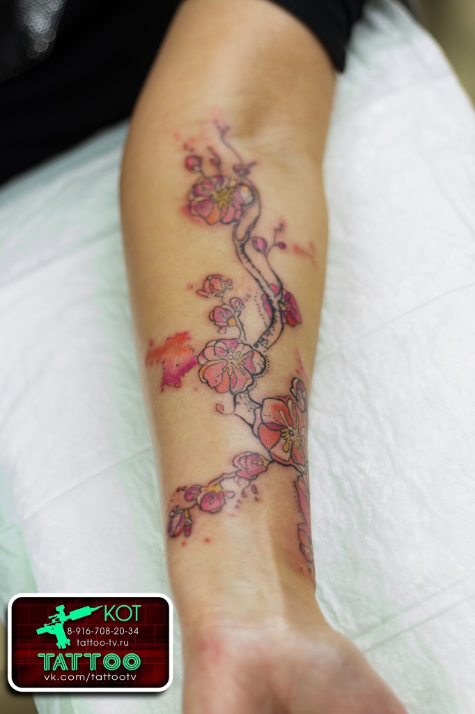 Са́кура - Тату Акварель