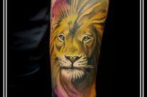 Тату Лев акварель